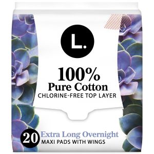 L. Chlorine Free Maxi Extra Long Overnight Pads with Wings, 20 Count"