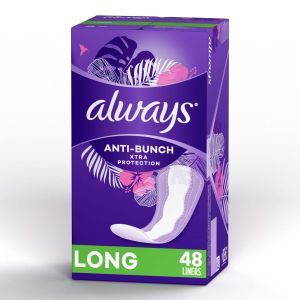 Always Anti-Bunch Xtra Protection Daily Liners Long Length, 48 Ct"