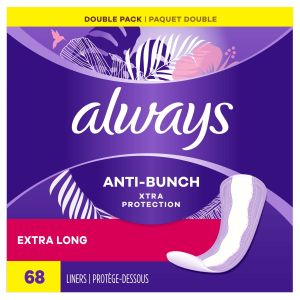 Always Anti-Bunch Xtra Protection Daily Liners Xtra Long Length, 68 Ct"