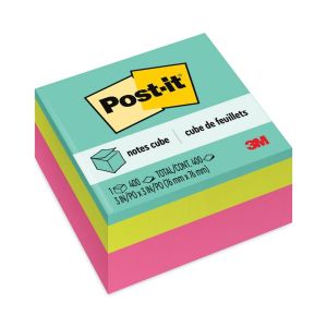 Post-it Original Cubes, 3"" x 3"", Aqua Wave Collection, 400 Sheets Per Cube"