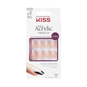 KISS Salon Acrylic French Color Press-On Nails, ‘Like Me’, Purple, Short Oval, 31 Ct."