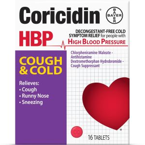 Coricidin HBP Antihistamine Cough & Cold Suppressant Tablets, 16 Count"