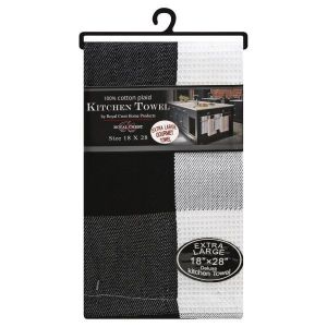 Royal Crest Gourmet Large Plaid Black Kitchen Towel