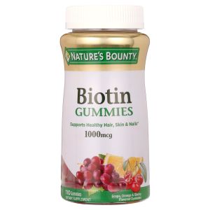 Nature's Bounty Biotin Gummies, Multi-Flavored, 1000 mcg, 110 Ct"