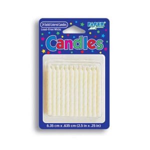 White Wax Birthday Candles 24 Count