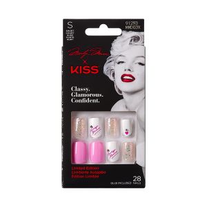 Marilyn Monroe x KISS Limited Edition Short Square Glue-On Nails, Pink, 28 Pieces"