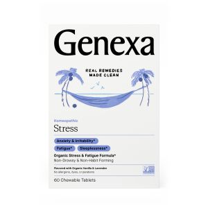 Genexa Stress for Adults | Anxiety Relief & Fatigue Remedy | Soothing Natural Vanilla & Lavender Flavor | Gluten Free & Non-GMO | Homeopathic Remedy Made Clean | 60 Chewable Tablets