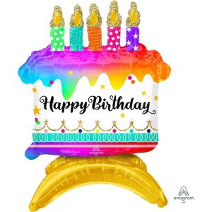 35 inch Birthday Cake (Air-Fill Only) Anagram Foil Mylar Balloon - Party Supplies Decorations