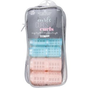 CONAIR Curls Curls Curls 12 Self-Grip Assorted Sizes Hair Rollers