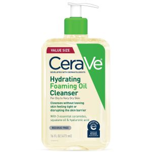 CeraVe Hydrating Foaming Oil Facial Cleanser, Dry Skin Face Wash with Hyaluronic Acid, 16 fl oz"