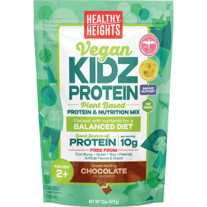 Healthy Heights KidzProtein Vegan, Shake Mix Powder, Chocolate, 10g Protein, 1.38lb"