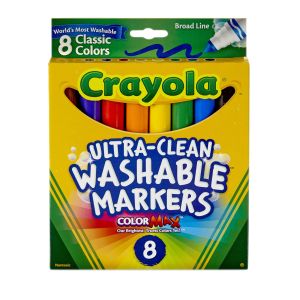 Crayola Washable Marker Set, 8-Colors, Broad, Classic"