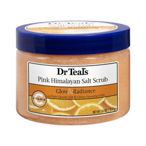 Dr Teal's Pink Himalayan Salt Scrub Glow & Radiance with Pure Epsom Salt & Citrus Essential Oils 16 oz