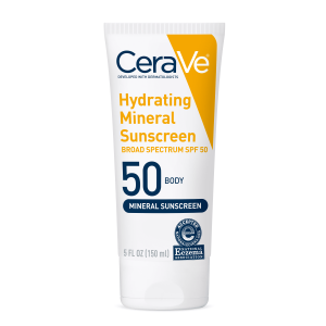 CeraVe Hydrating Body Mineral Sunscreen Lotion SPF 50 for All Skin Types, 5 fl oz"