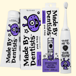 Made by Dentists For Kids Combo Toothpaste and Electric Toothbrush + 2 Brush Heads Alien Blood Flavor *EN