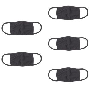 Hanes 100% Cotton 5-Pack Adult Face Mask, Black, Unisex"