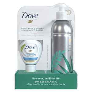 Dove Daily Moisture Body Wash Refill Concentrate & Reusable Aluminum Bottle - 4 fl oz/Makes 16 fl oz