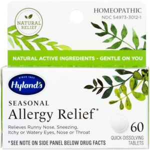 Allergy Pills by Hyland's Naturals, Non Drowsy Seasonal Allergy Relief, Safe and Natural for Indoor & Outdoor Allergies, 60 Quick Dissolving Tablets"