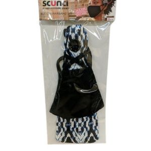 Scunci Button Hairband & Mask Set White/Navy