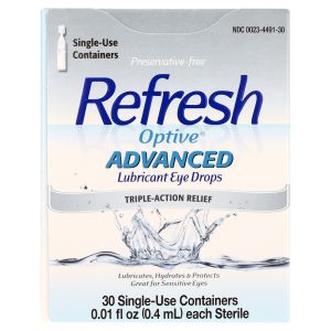 Refresh Optive Advanced Lubricant Eye Drops Preservative-Free Tears, 0.4 ml, 30 Count"