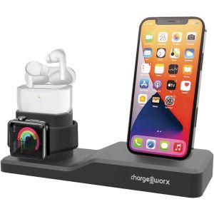 Chargeworx 3-in-1 Multi-Charging Stand for Apple Watch, iPhone & AirPods - Portable Charging Dock & Holder"