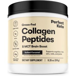 Perfect Keto Collagen Peptides Protein Powder with MCT Oil - Grassfed, GF, Multi Supplement, Best for Ketogenic Diets, Use as Keto Creamer, in Coffee and Shakes for Women & Men - Salted Caramel"