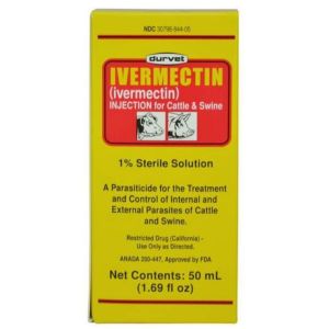 Durvet 981431 Ivermectin Injection 1% Sterile Solution Livestock Dewormer 50 mL