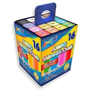 Sidewalk Chalk Box Set - 16 Assorted Colors - Roll Proof Design