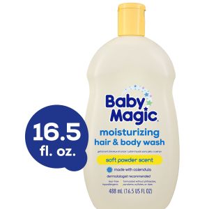 Baby Magic Tear-Free Gentle Hair & Body Wash for Infants, Soft Powder Scent, Hypoallergenic, 16.5 oz"