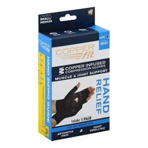 Copper Fit Hand Relief Compression Gloves, Small/Medium, As Seen on TV"