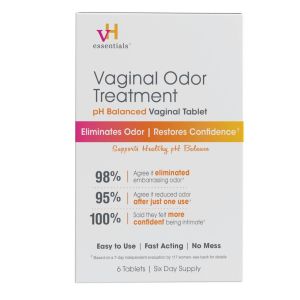 vH essentials Vaginal Odor Treatment, pH Balanced Suppositories, 6 Tablets with Applicator"