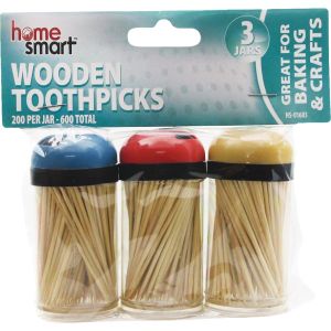 Home Smart 200 Per Jar Wooden Toothpicks (3-Pack) HS-01603 Pack of 36