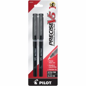 Pilot Precise V5 Premium Rolling Ball Stick Pens, Extra Fine Point, 2 Count"