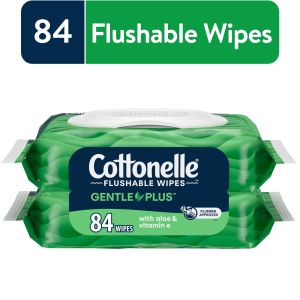 Cottonelle Gentle Plus Flushable Wipes, 2 Flip-Top Packs"