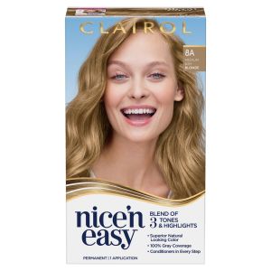 Clairol Nice'n Easy Permanent Hair Color Cream, 8A Medium Ash Blonde, Hair Dye, 1 Application"