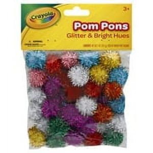 Crayola® Glitter Pom Pons, 1"", Assorted Colors, 0.5-Lb Pack"