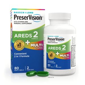 PreserVision AREDS 2 + Multivitamin, 2-in-1 Eye Vitamin, Contains Vitamin C, D, E & Zinc, 80 Softgels"