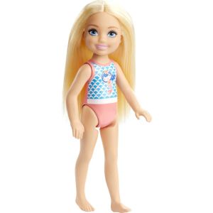 Barbie Club Chelsea Doll, Small Doll with Long Blonde Hair, Blue Eyes & Mermaid-Graphic Swimsuit"