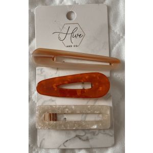 Hive and Co. Salon Hair Clip Set, 3CT  Marbel orange"