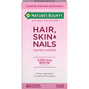 Nature's Bounty Optimal Solutions Hair, Skin & Nail Vitamin Caplets with Biotin 3000 mcg, 60 Ct"