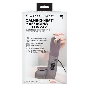 Sharper Image Calming Heat Massaging Flexi Wrap, Soothing Heat and Vibrations, Gray"