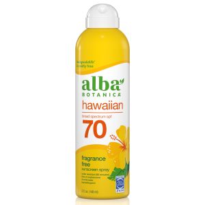 Alba Botanica Hawaiian Sunscreen Spray SPF 70, Fragrance Free, 5 fl oz"