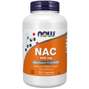 NOW Supplements, NAC (N-Acetyl Cysteine) 600 mg with Selenium & Molybdenum, 250 Veg Capsules"