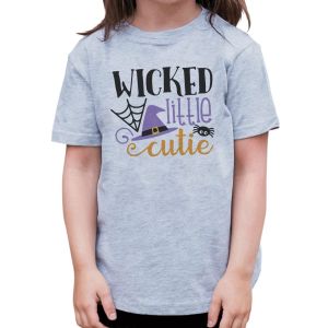 7 ate 9 Apparel Kids Happy Halloween Shirts - Funny Wicked Little Cutie - Witch Tee - Grey T-Shirt 2T