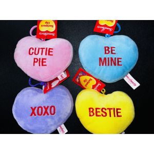 Sweethearts Valentine Heart Yellow Blue Pink Purple Backpack Clips Lot of 4