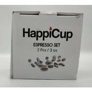 HappiCup 4 PC Polka Dot Espresso Set - Black / White Polka Dot Service for 2