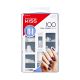 KISS Full-Cover Nails, Press-On Nails, Active Square, Clear, Medium Square, 100 Count