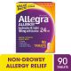 Allegra 24 Hour Non-Drowsy Antihistamine Medicine Tablets for Adult Allergy Relief, Fexofenadine, 180 mg, 90 Pills