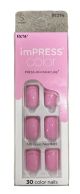 KISS imPRESS No Glue Mani Press On Nails, Color, Self Care', Pink, Short Size, Squoval Shape, Includes 30 Nails, Prep Pad, Instructions Sheet, 1 Manicure Stick, 1 Mini File