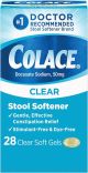 Colace Clear Stool Softener Soft Gel Capsules Constipation Relief 50mg Docusate Sodium, 28 Ct